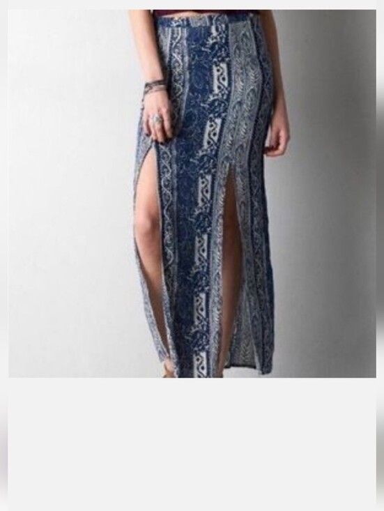 American Eagle Outfitters Dresses & Skirts - Blue Printed Maxi Skirt with Front Slits